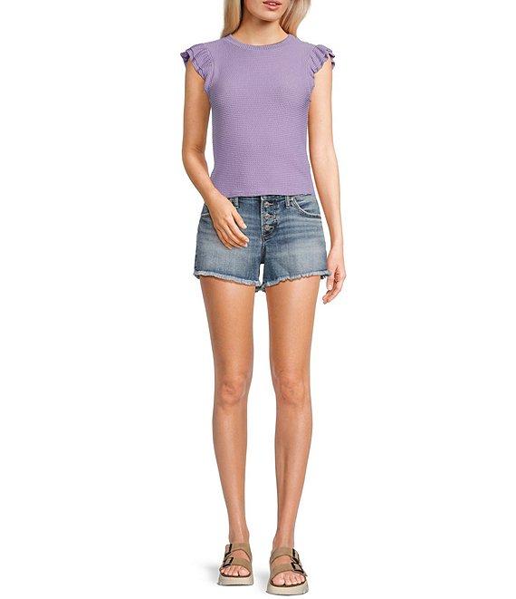 Silver Jeans Co. Mid Rise Relaxed Fit Frayed Hem Boyfriend Shorts Product Image