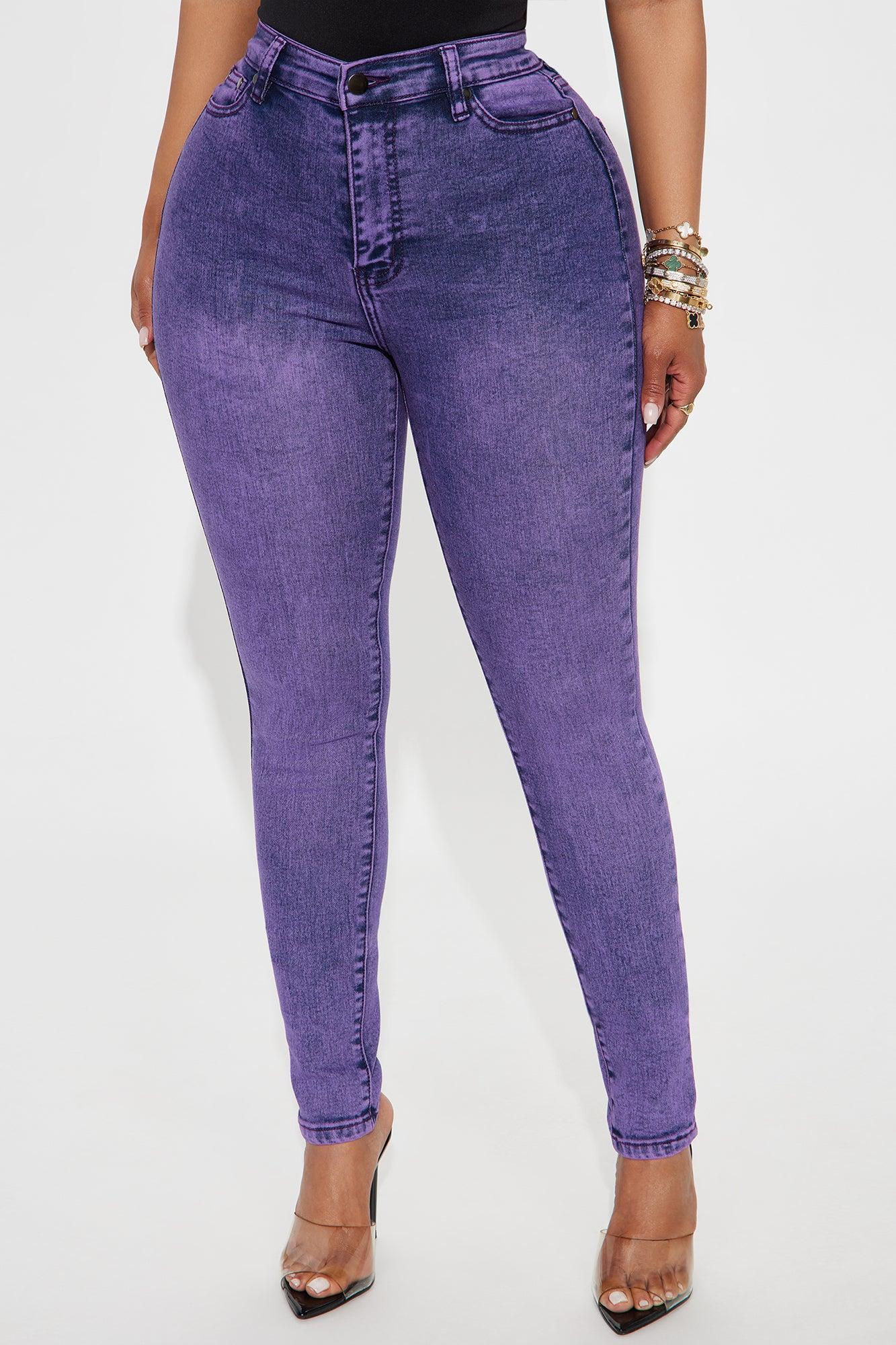 Out The Door High Waist Skinny Jeans - Purple Female Product Image