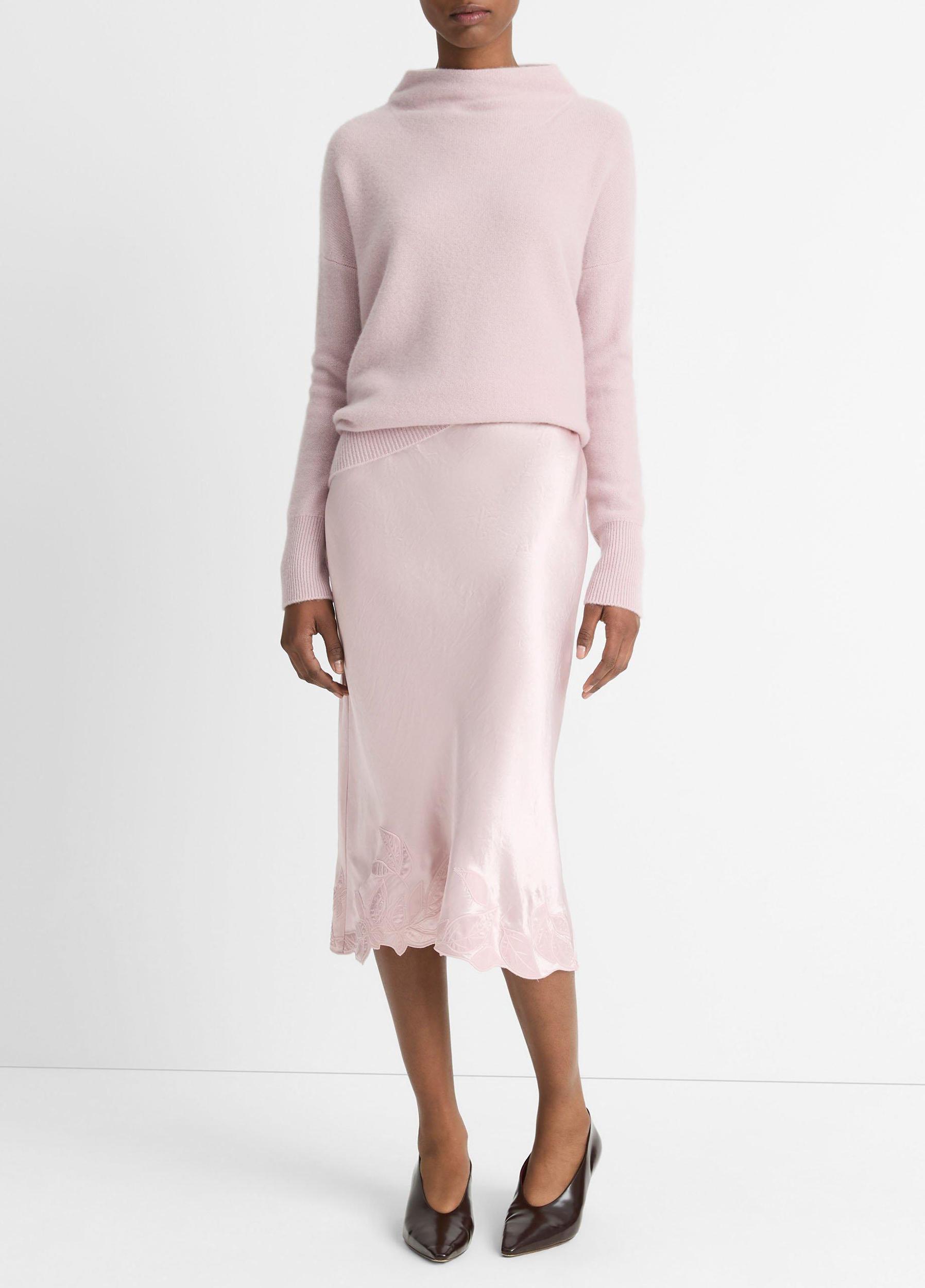 Cutout-Hem Satin Slip Skirt Product Image