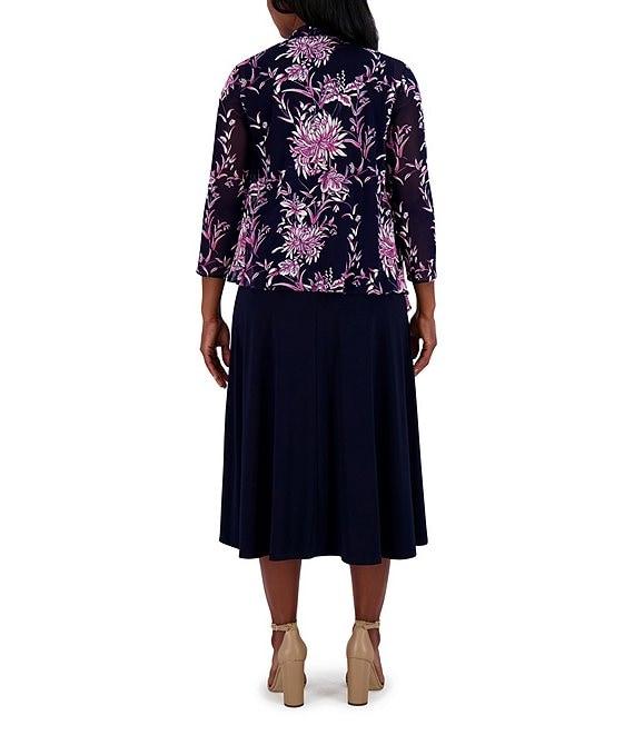 Jessica Howard Crew Neck 3/4 Sleeve Ruched Waist 2 Piece Jacket Dress Product Image