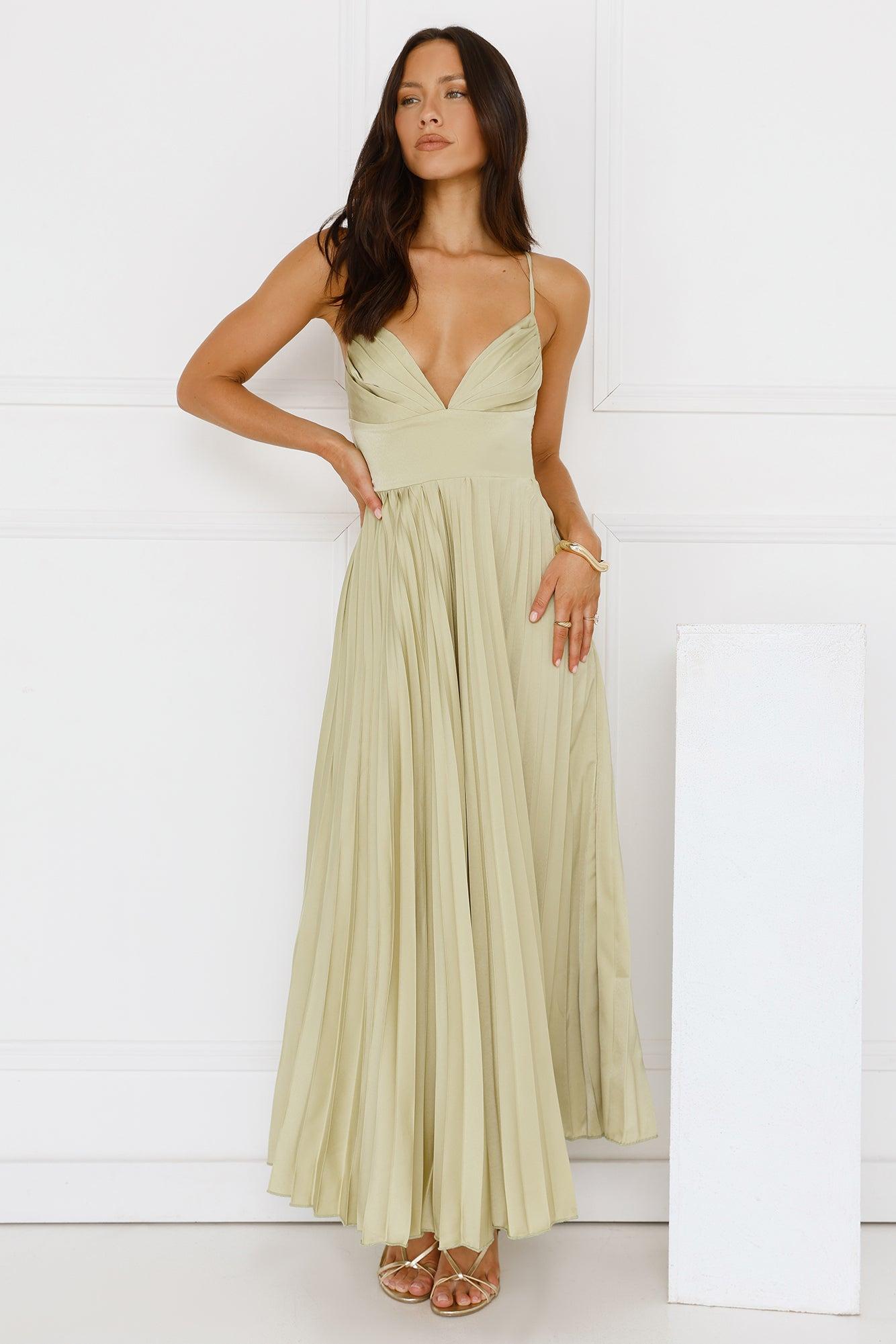 Exclusive Invite Satin Maxi Dress Lime Product Image