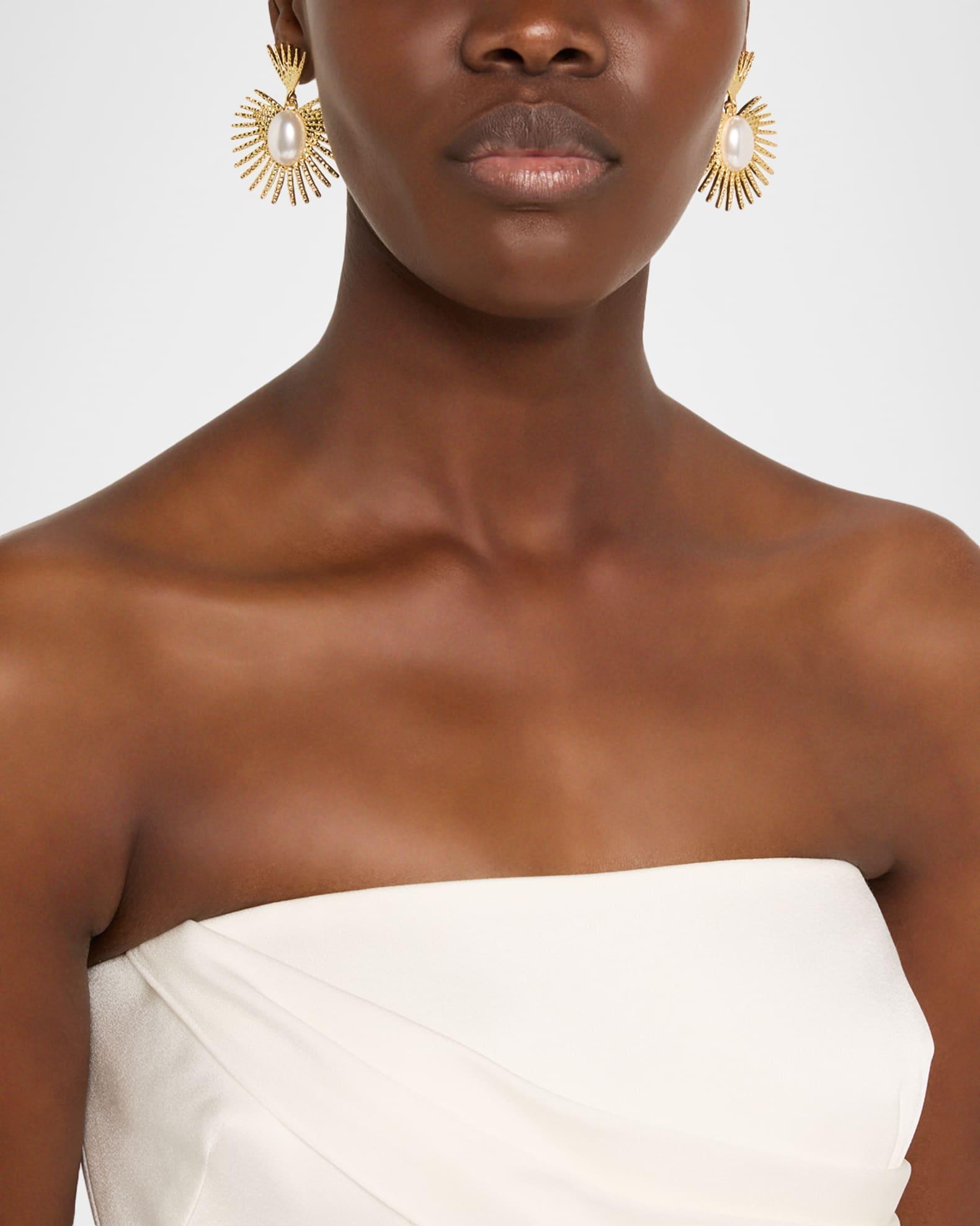 Cabochon Fan Drop Earrings Product Image