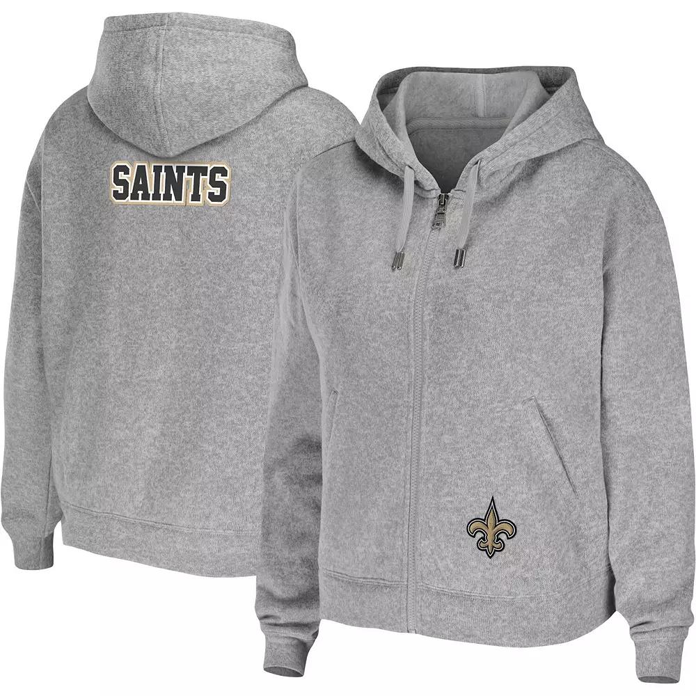 Women's WEAR by Erin Andrews Heathered Gray New Orleans Saints Team Full-Zip Hoodie,  Product Image
