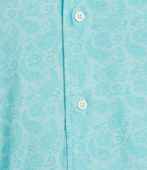 Cremieux Blue Label Jersey Knit Paisley Print Short Sleeve Button Front Shirt Product Image