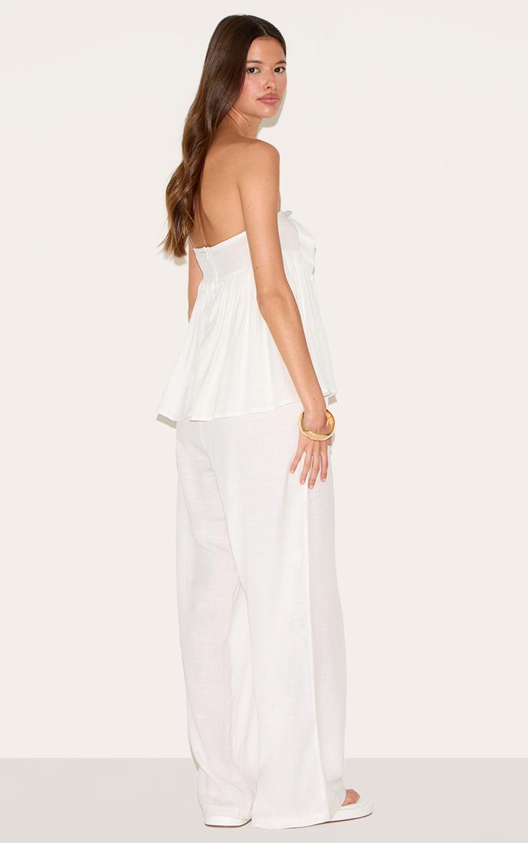 White Bandeau Peplum Detail Jumpsuit Product Image