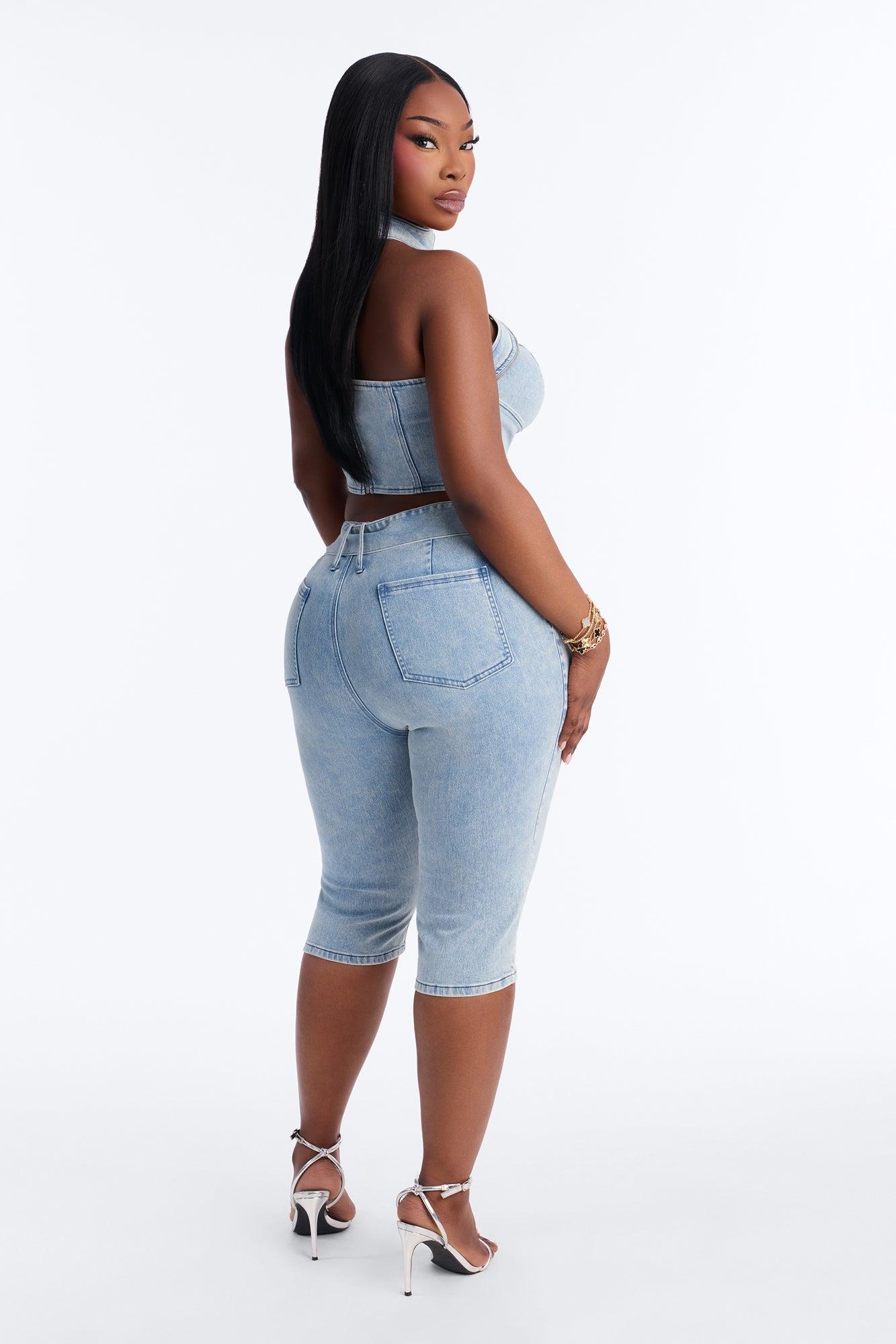 Let Me Adore You Capri Set - Light Wash Female Product Image