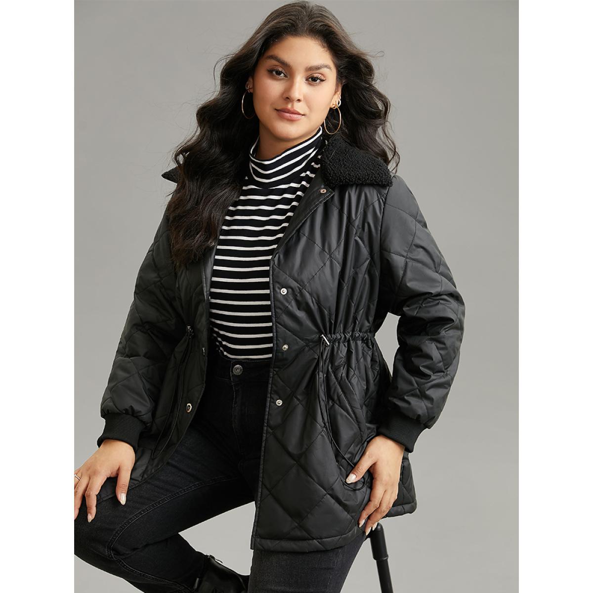 Plus Size Women Dailywear Plain Plain No stretch 30/6X Pocket Casual Cotton Jackets BloomChic Product Image