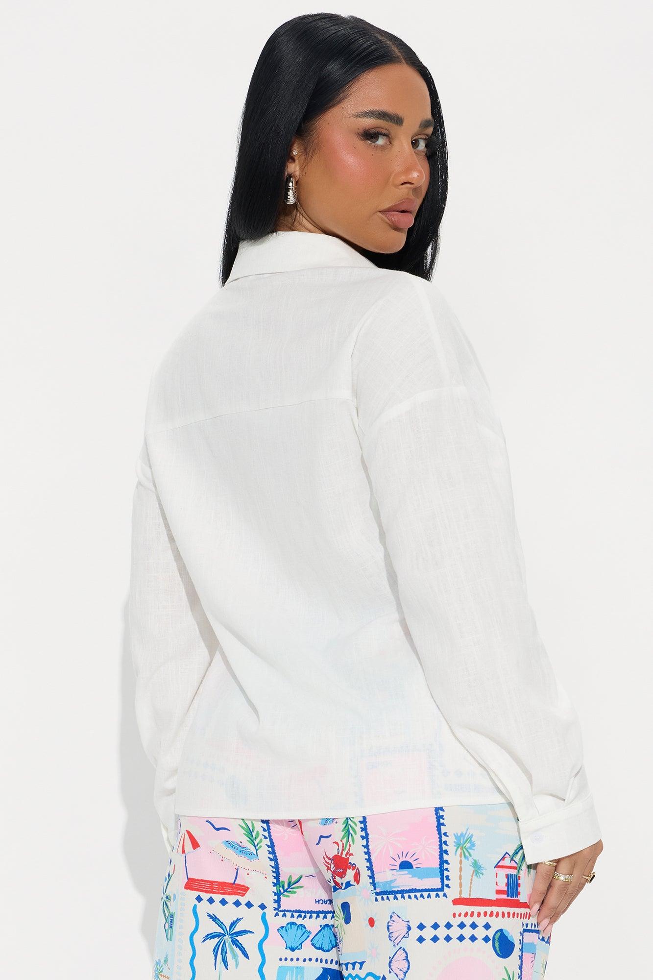 Summer Somewhere Linen Shirt - White Female Product Image