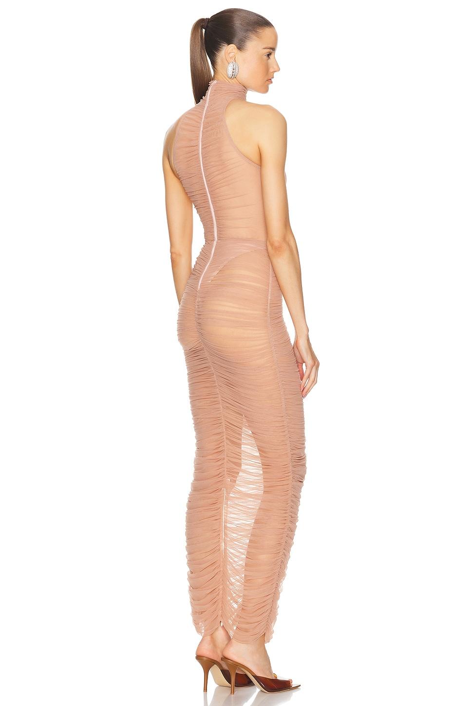 Ruched Mesh Maxi Dress Product Image