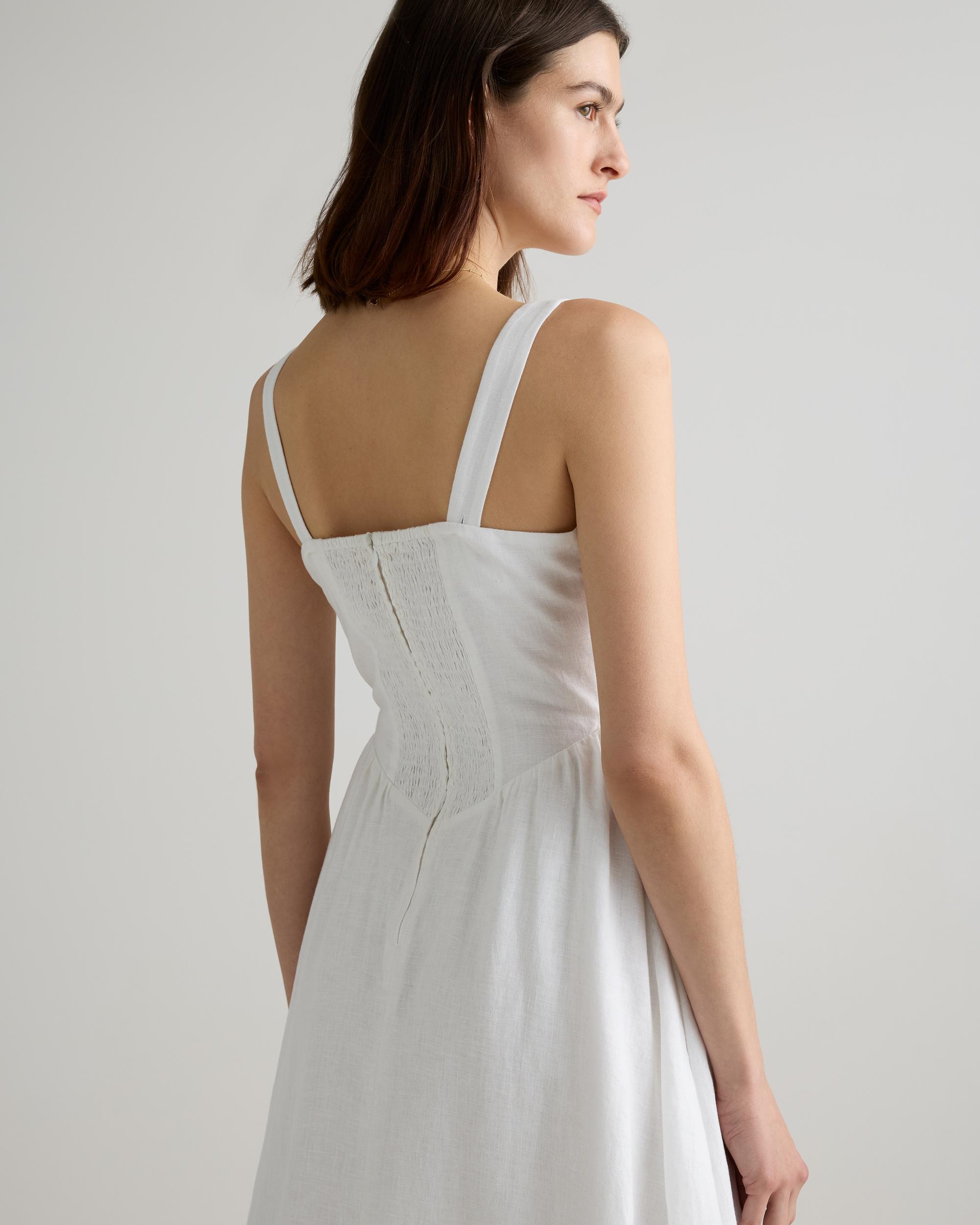 Quince | Women's 100% European Linen Corset Midi Dress Size XL Product Image