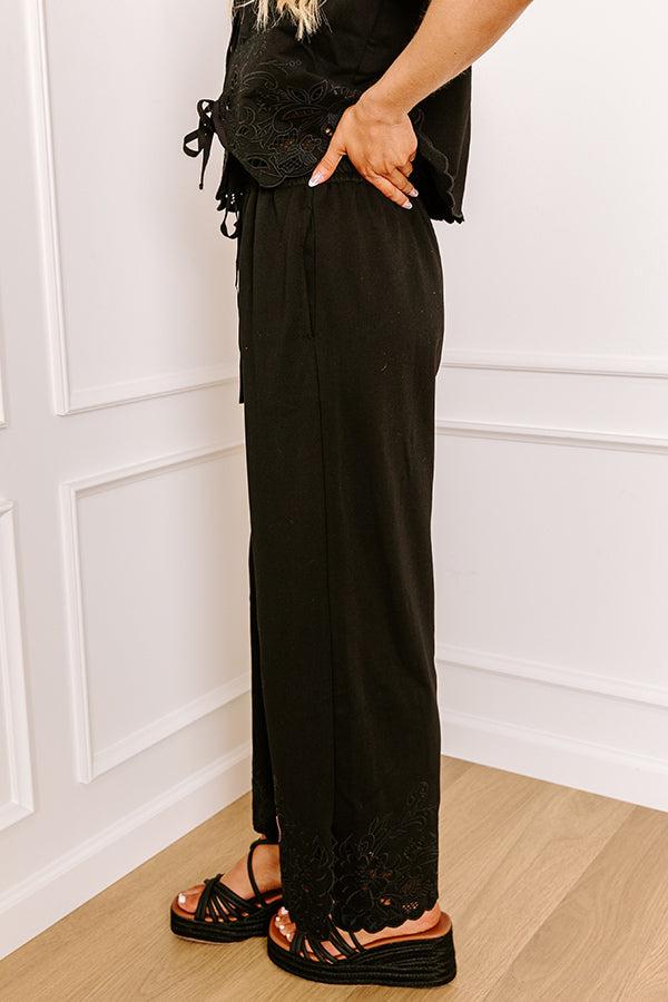 Vineyard Villa High Waist Embroidered Pants in Black Product Image