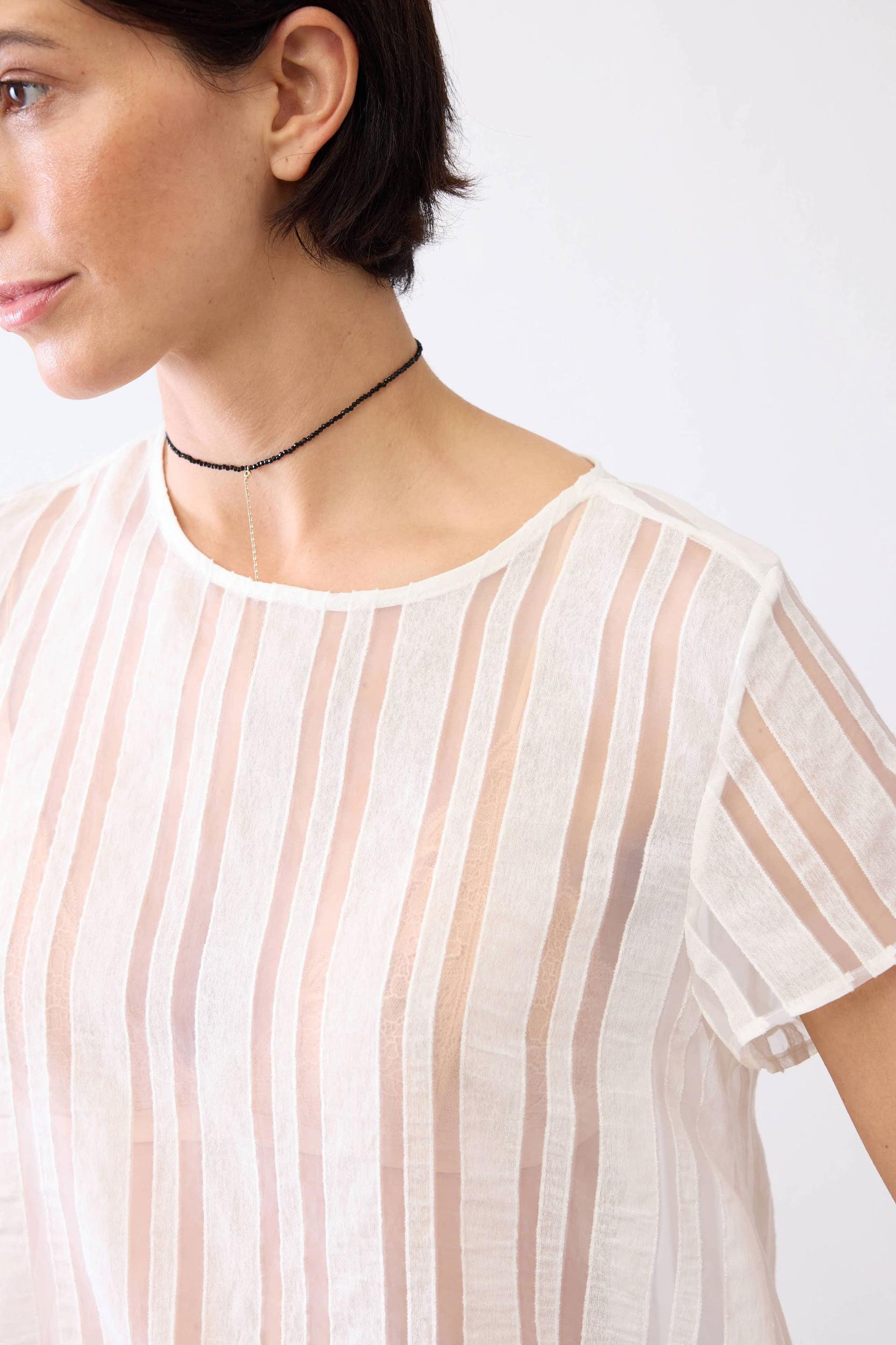 Stripe Sheer Summery High-Low Top Product Image