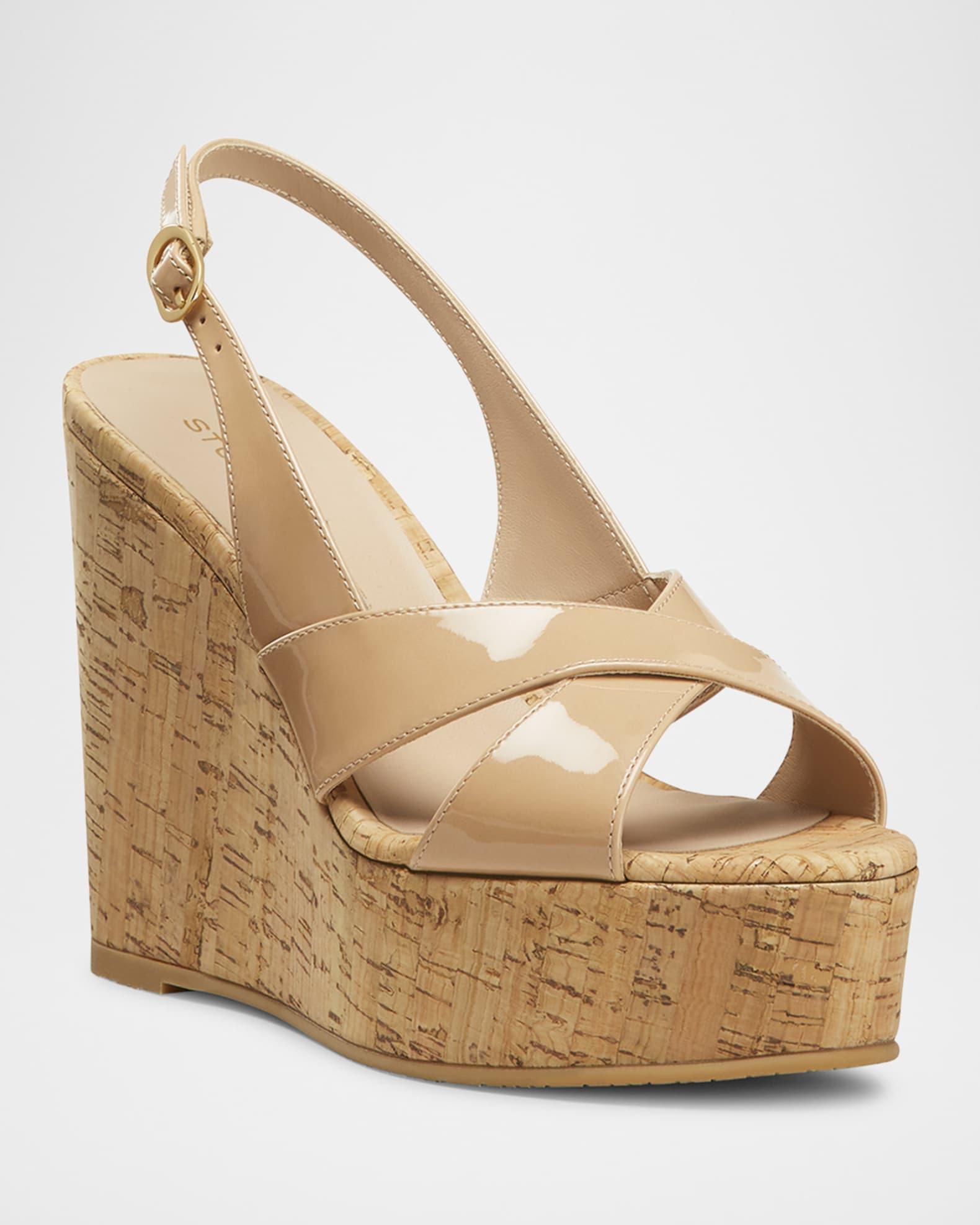 Dayna Patent Crisscross Wedge Platform Sandals Product Image