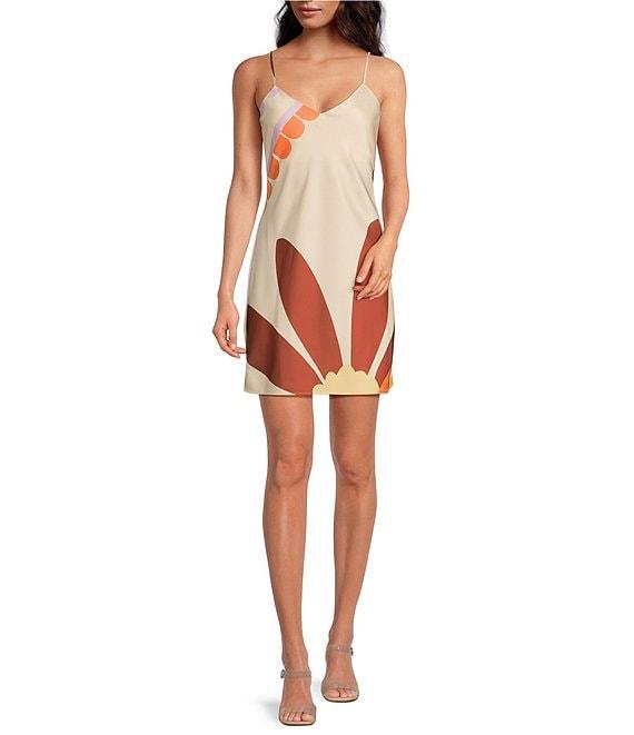 Gianni Bini Harper Satin V-Neck Sleeveless Slip Mini Dress Product Image