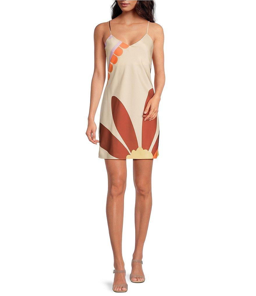 Gianni Bini Harper Satin V-Neck Sleeveless Slip Mini Dress Product Image