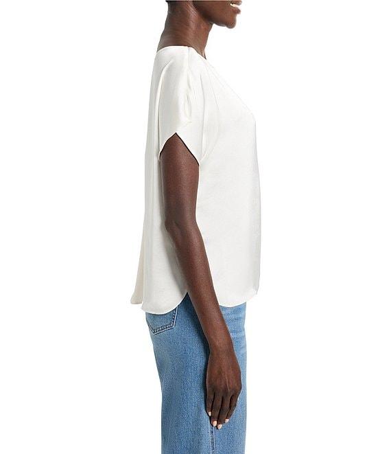 NIC + ZOE Woven Day Gloss Boat Neck Short Dolman Sleeve Top Product Image