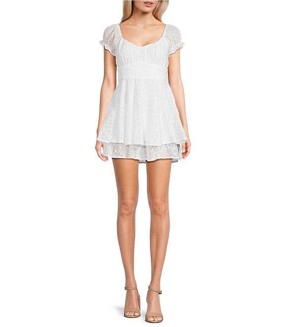 Allison & Kelly Short Sleeve Cross Waist Double Hem Fit & Flare Dress Product Image