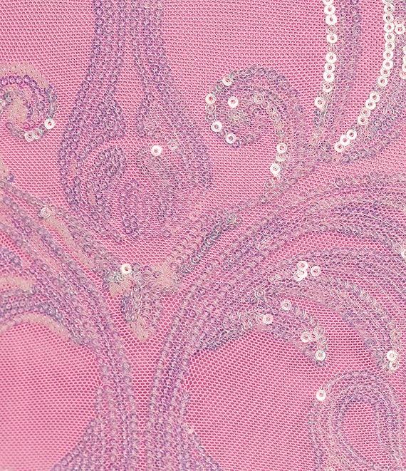 B. Darlin Sequin Pattern V-Neck Double Spaghetti Strap Lace Up Back Dress Product Image