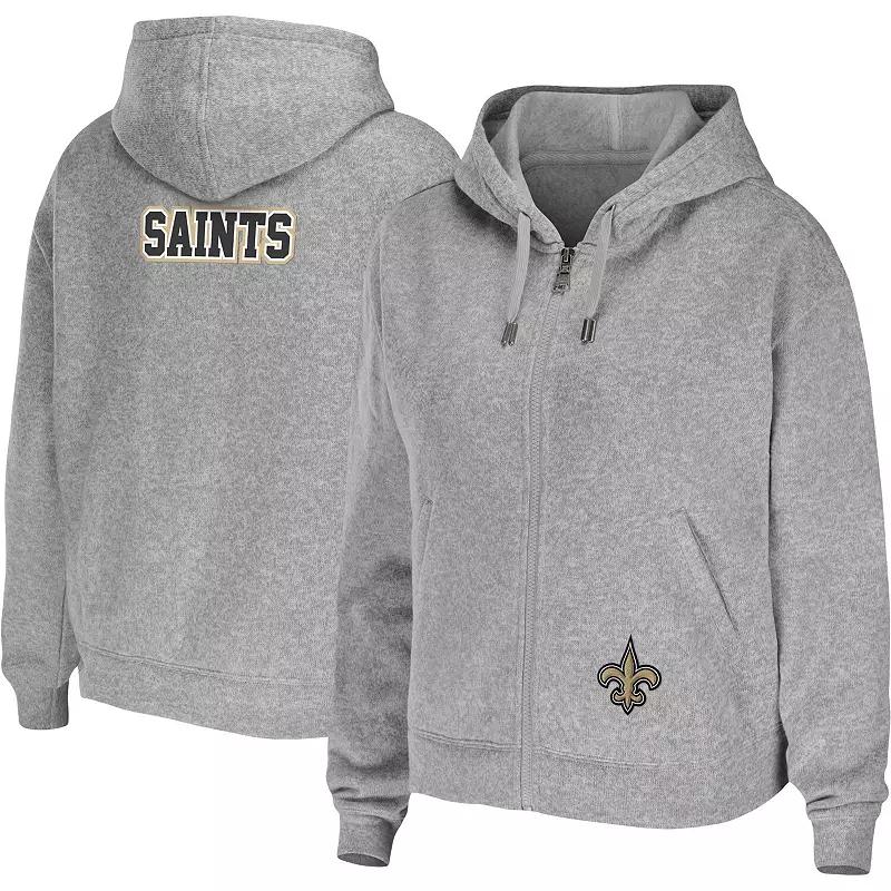 Women's WEAR by Erin Andrews Heathered Gray New Orleans Saints Team Full-Zip Hoodie,  Product Image