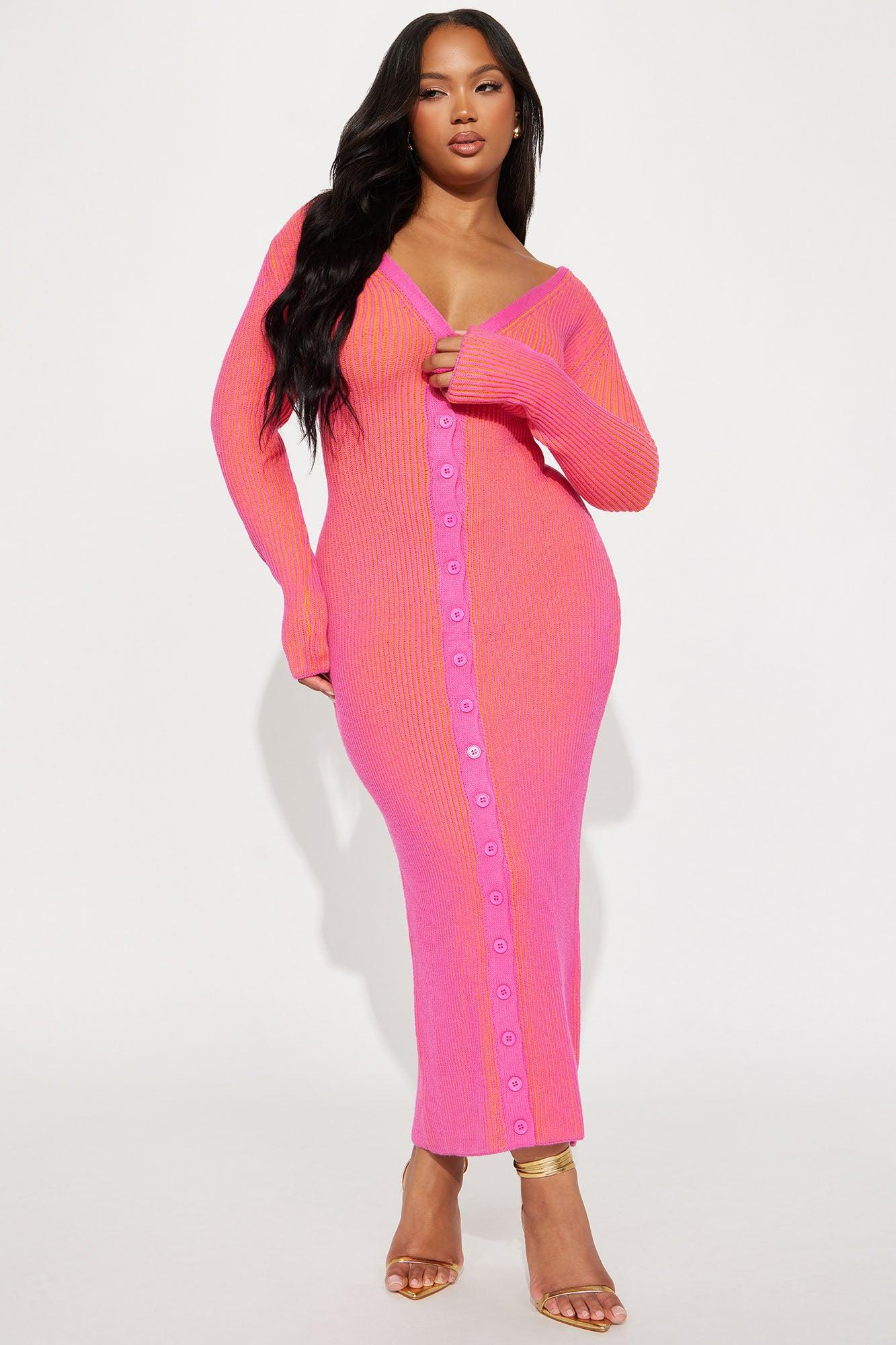 Mariah Sweater Maxi Dress - Pink/combo Female Product Image