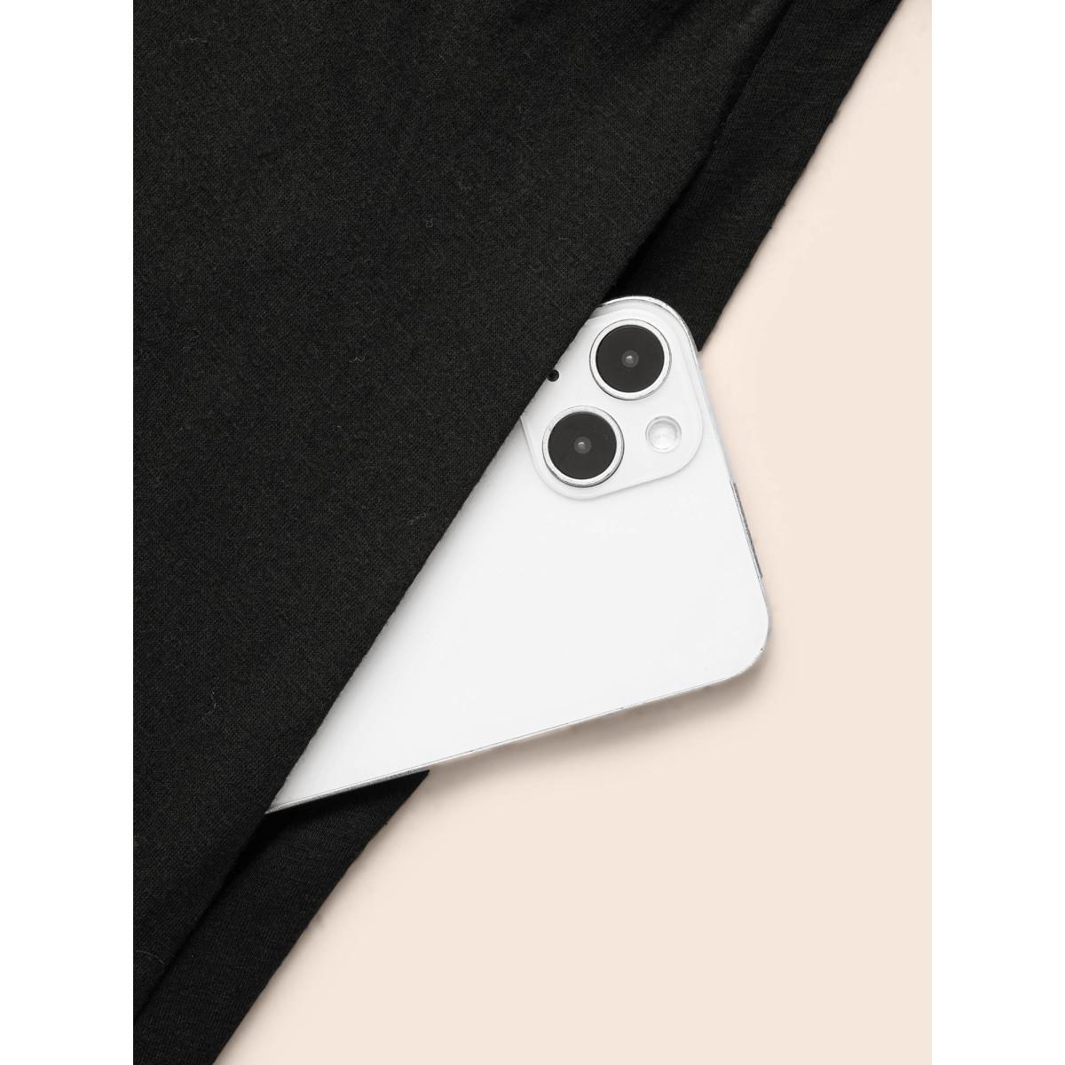 Plus Size Supersoft Essentials Boat Neck Gathered Dress Pureblack Women Casual Gathered Boat Neck Long Sleeve Curvy BloomChic 12/L Product Image