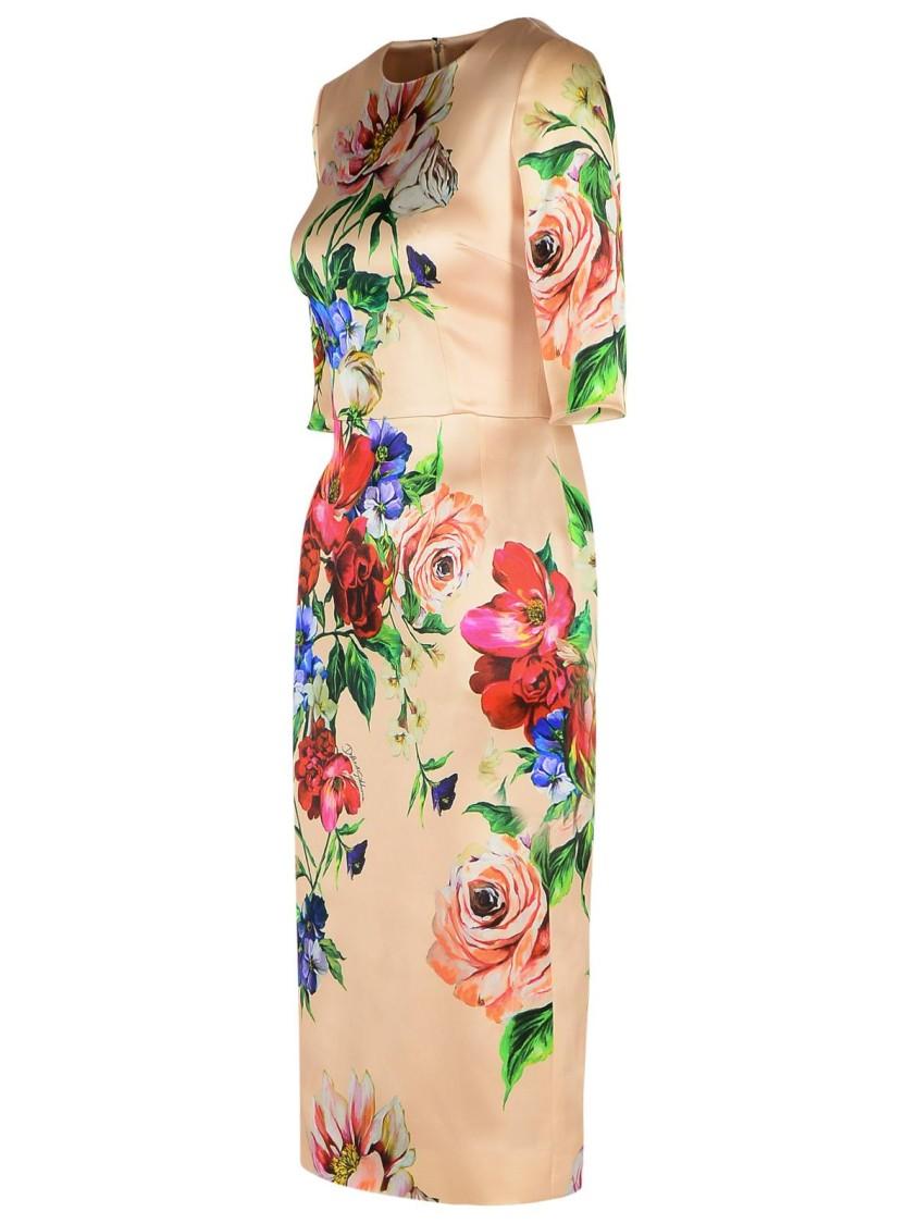 DOLCE & GABBANA Women Flower Print Midi Dress In Neutral Product Image