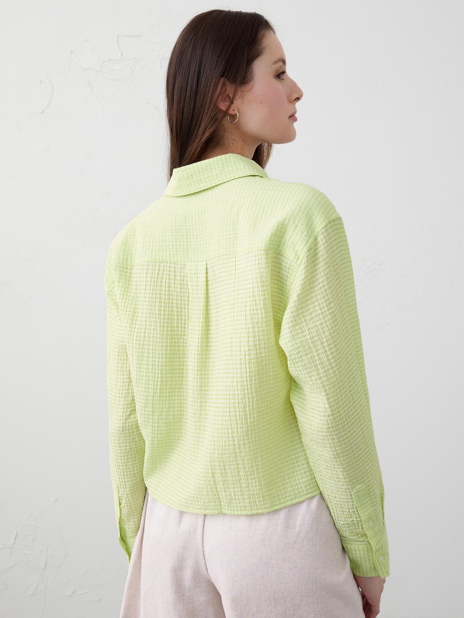 Puckered Cropped Shirt Product Image