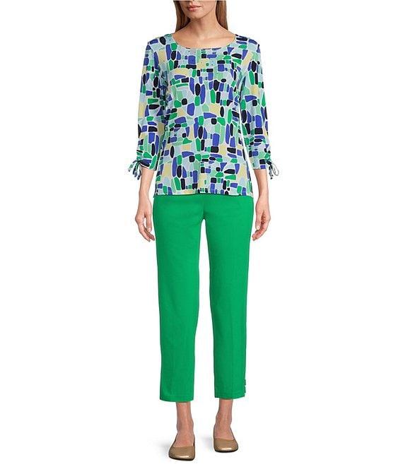 Allison Daley Kelly Mosaic 3/4 Tie Sleeve Square Neck Knit Top Product Image