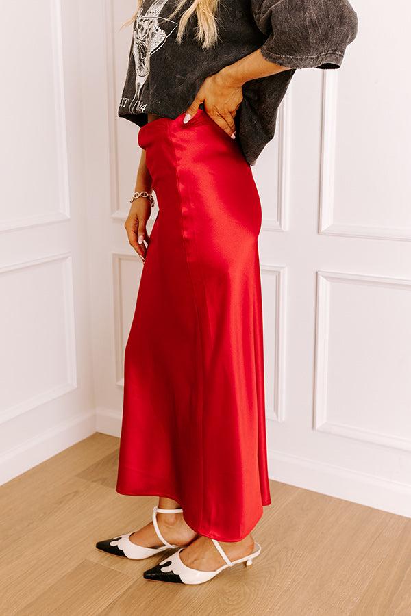 The Cristy High Waist Satin Midi Skirt Product Image