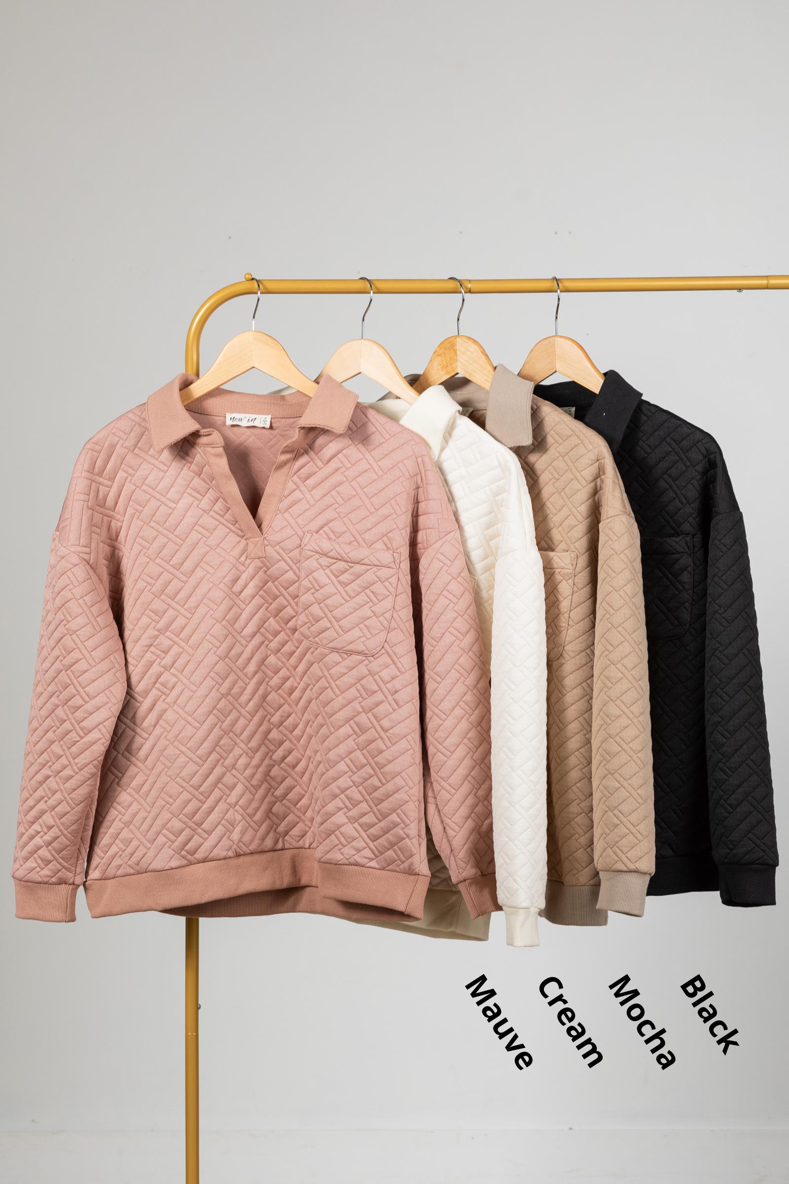 Soft Quilted Pullover With Collar Product Image