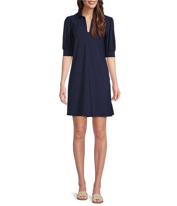 Jude Connally Emerson Jude Cloth Knit Point Collar Puffed Sleeve Shift Dress Product Image