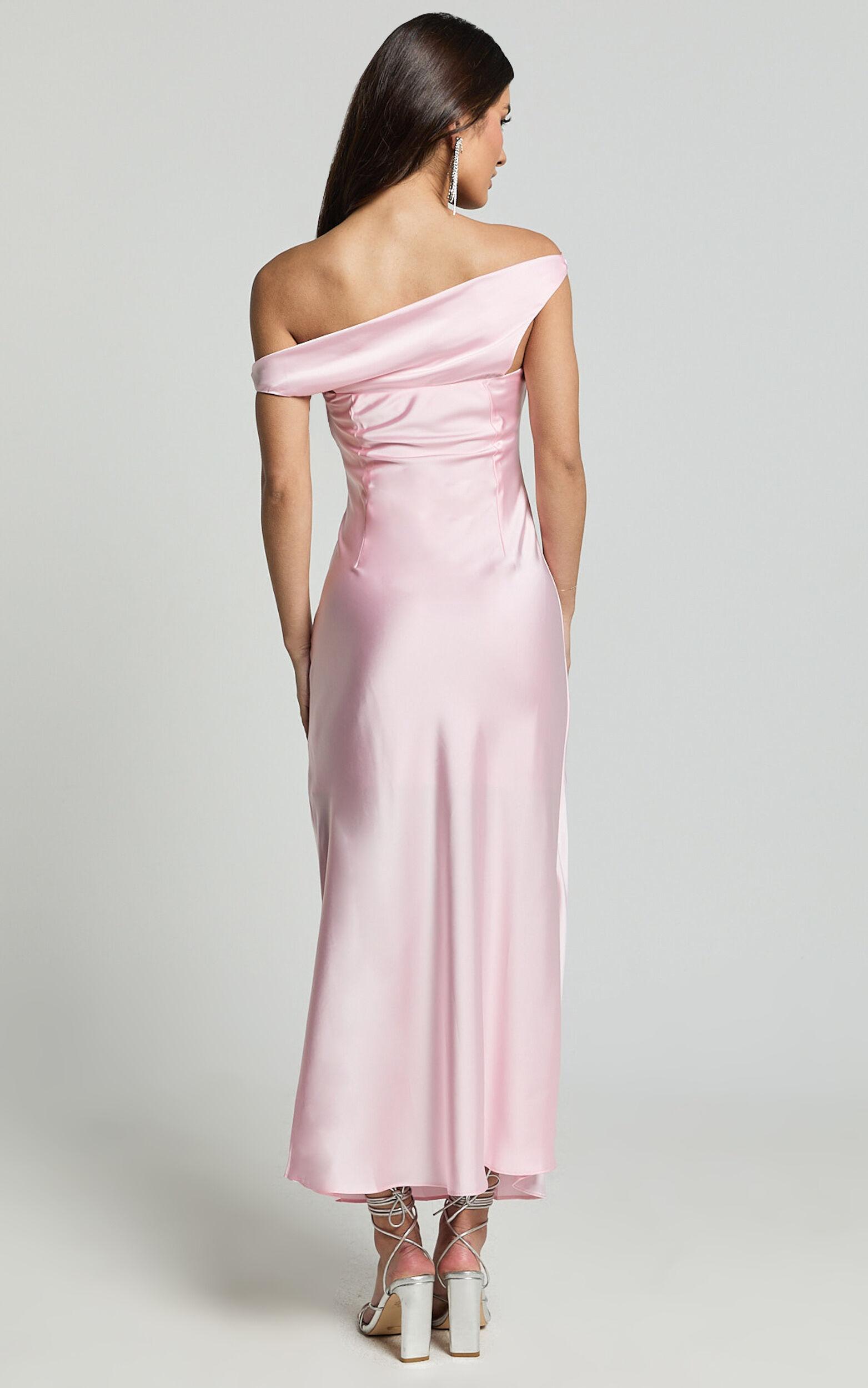 Alexia Midi Dress - One Shoulder Bust Slip Dress in Soft Pink Product Image