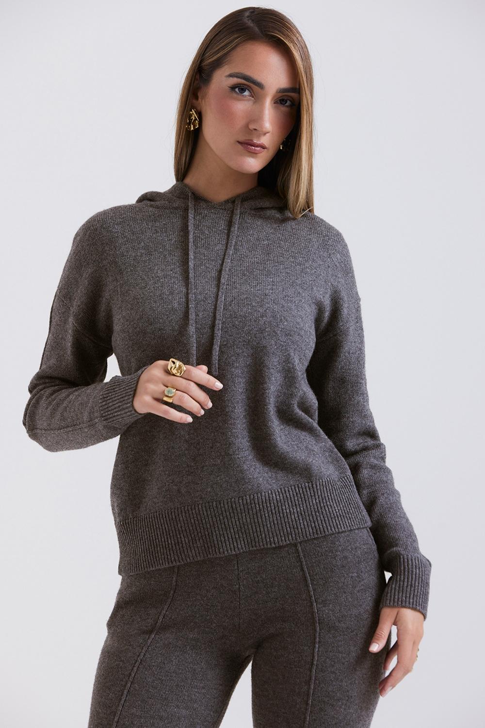 Jionni  charcoal cashmere blend hoodie - sale Product Image