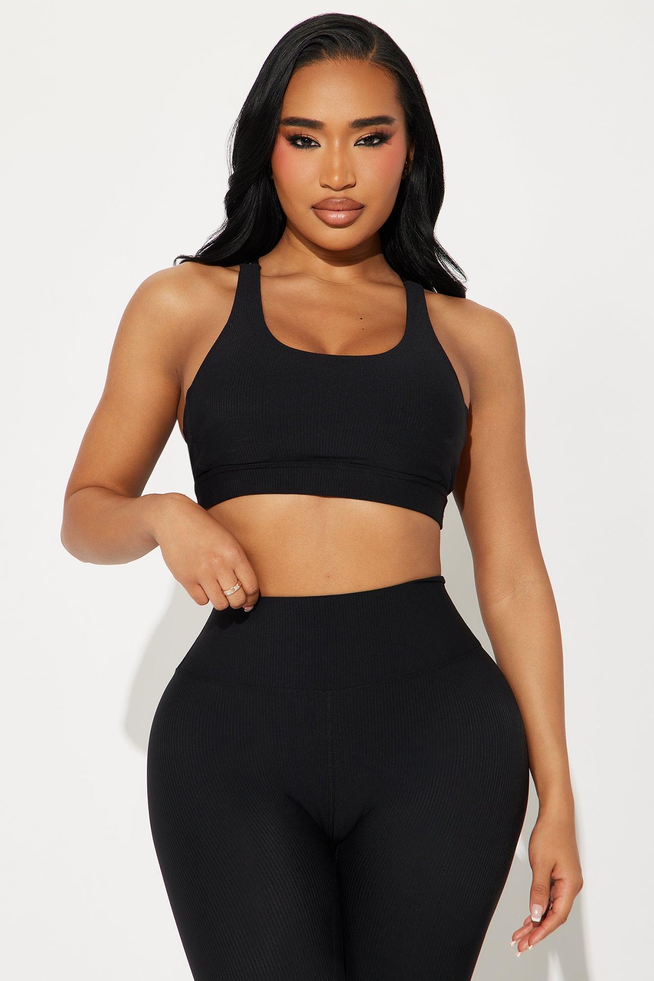Pace It Ribbed Active Set - Black Product Image