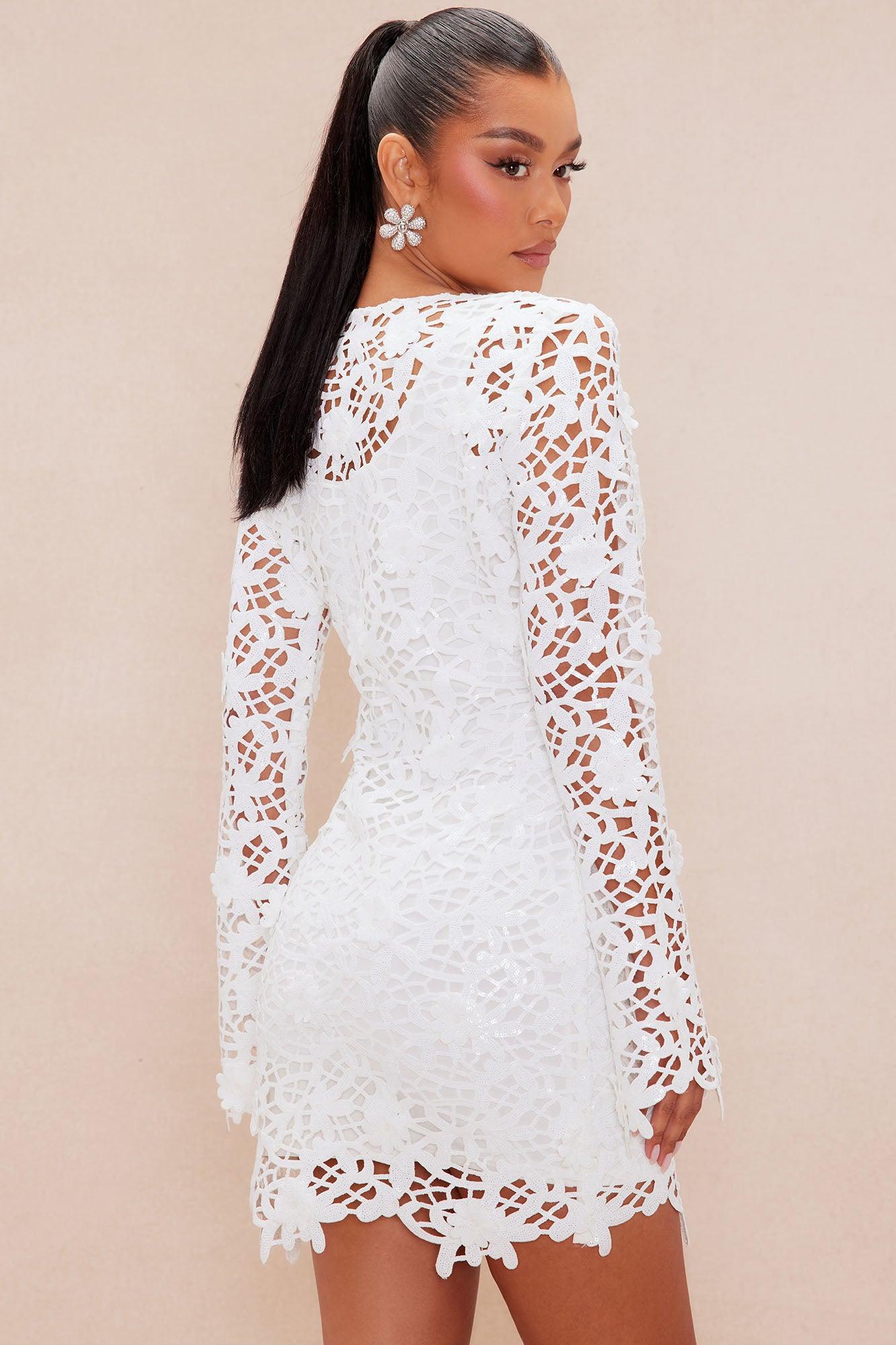 Susanna Sequin Mini Dress - White Product Image