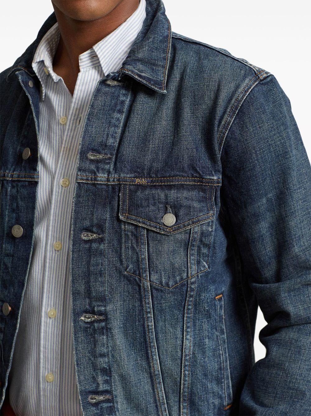 classic-collar cotton denim jacket  Product Image