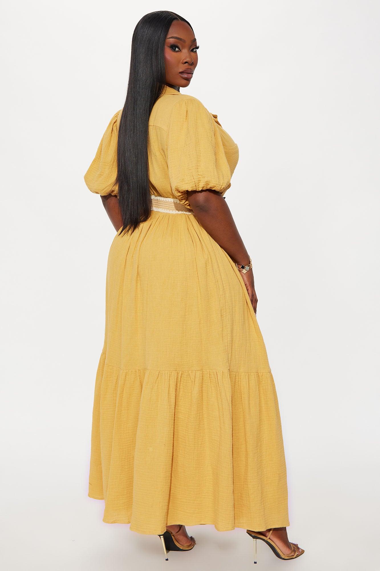 Georgina Maxi Shirt Dress - Mustard Product Image
