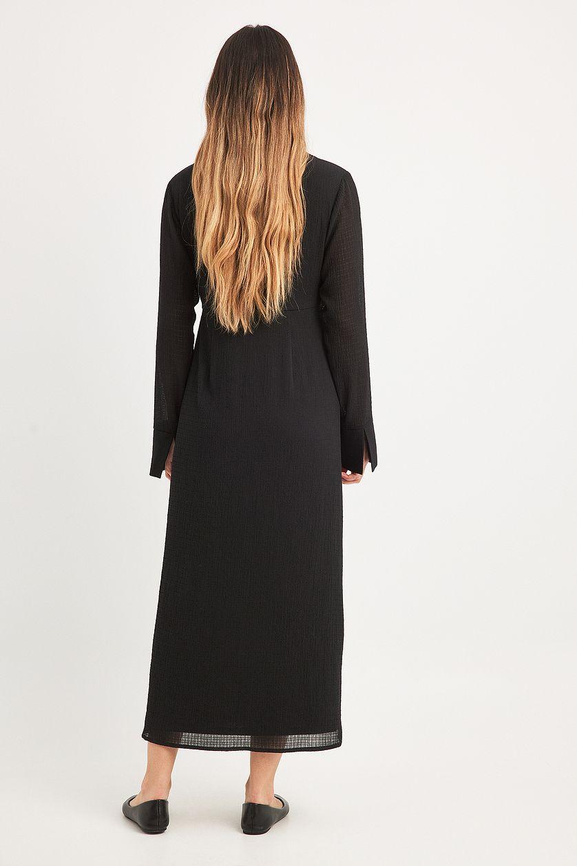 V-Neck Front Buttoned Midi Dress Product Image