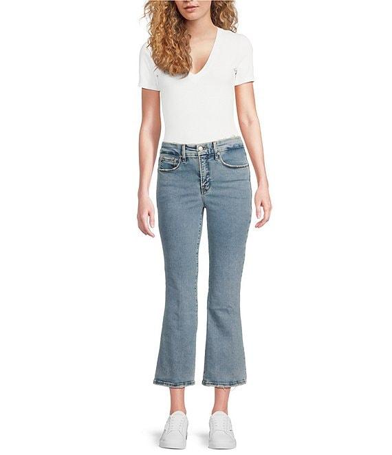 Good American Good Legs Mid Rise Cropped Mini Boot Jeans Product Image
