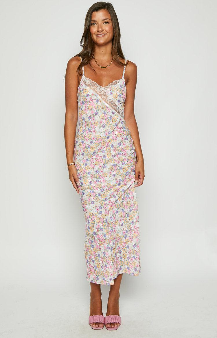 The Exclusive White Floral Lace Maxi Dress Product Image