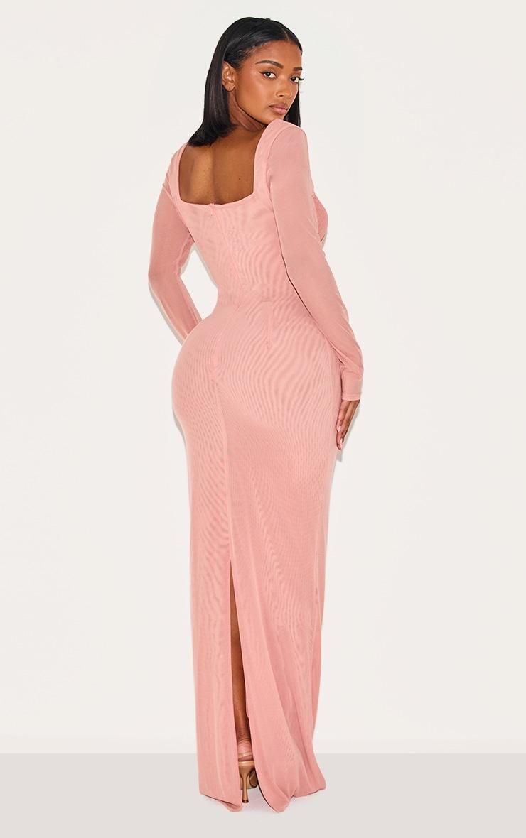 Shape Peach Mesh Lace Insert Corseted Maxi Dress Product Image