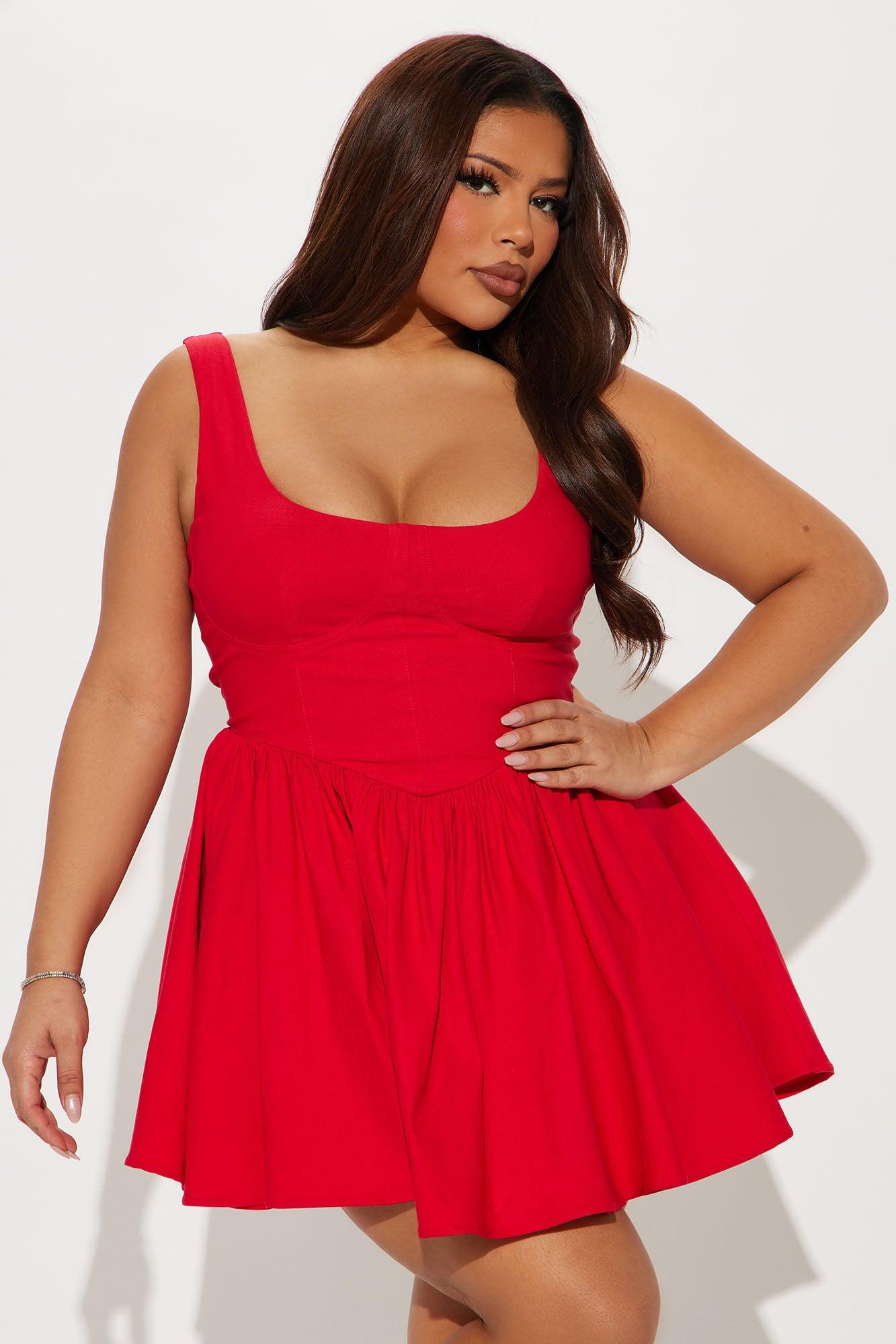 Valentine Twill Mini Dress - Red Product Image