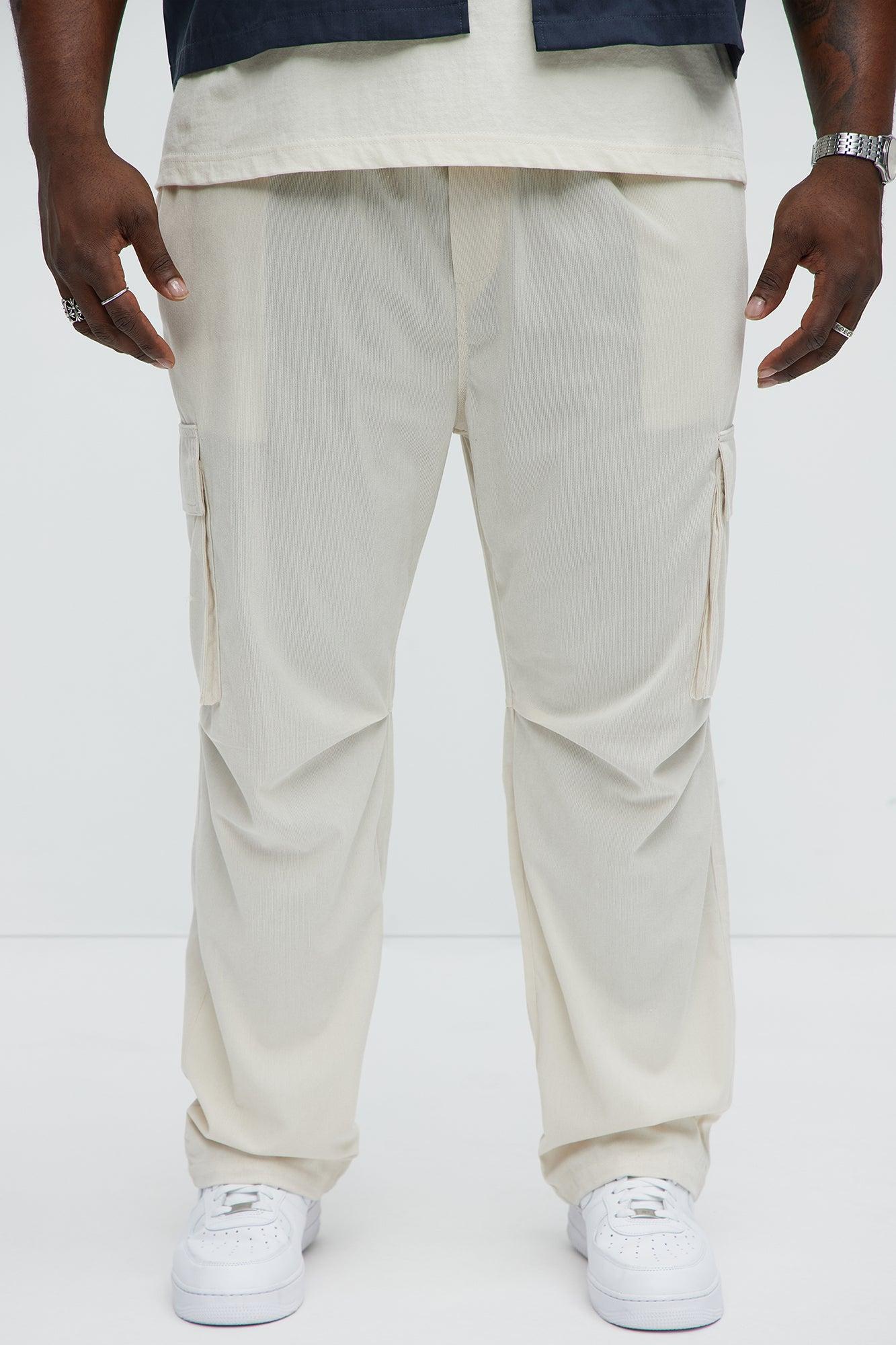 Bedford Corduroy Slim Cargo Pants - Off White Product Image