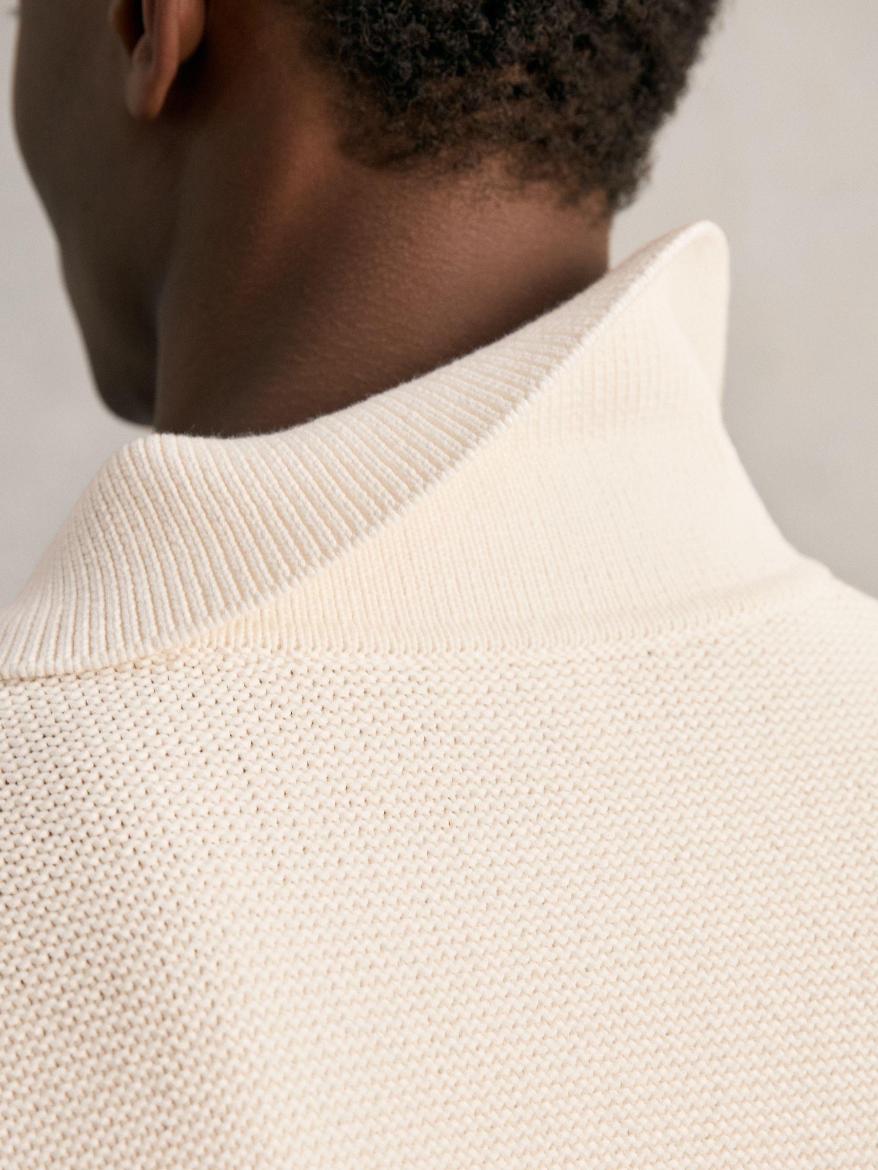 Oversize Textured Polo Shirt Cotton-Blend in Off White Product Image