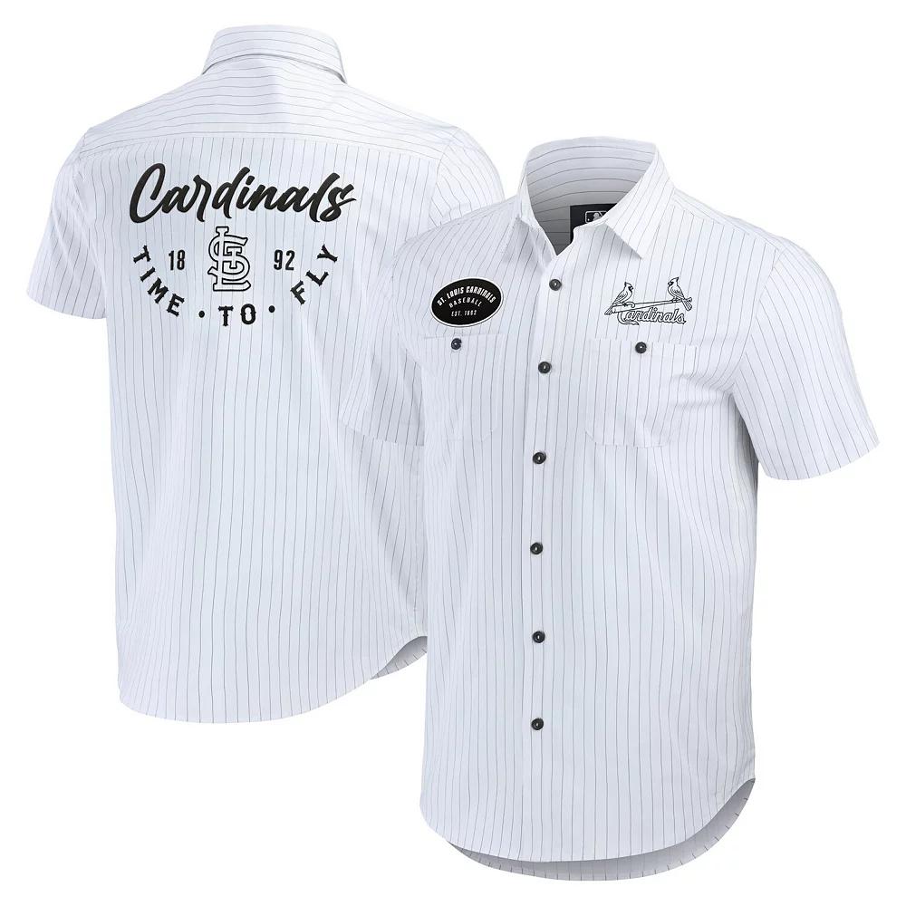 Men's Darius Rucker Collection by Fanatics White St. Louis Cardinals Pin Stripe Short Sleeve Button-Up Shirt,  Product Image