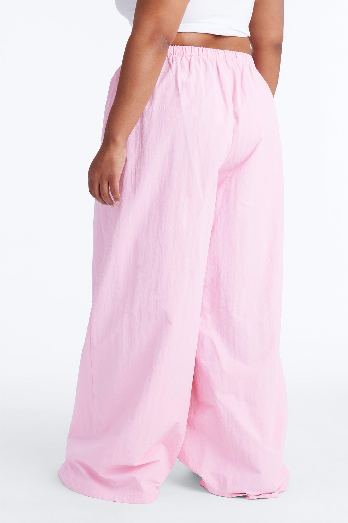 Different Vibe Wide Leg Windbreaker Pant 33″ - Pink Female Product Image
