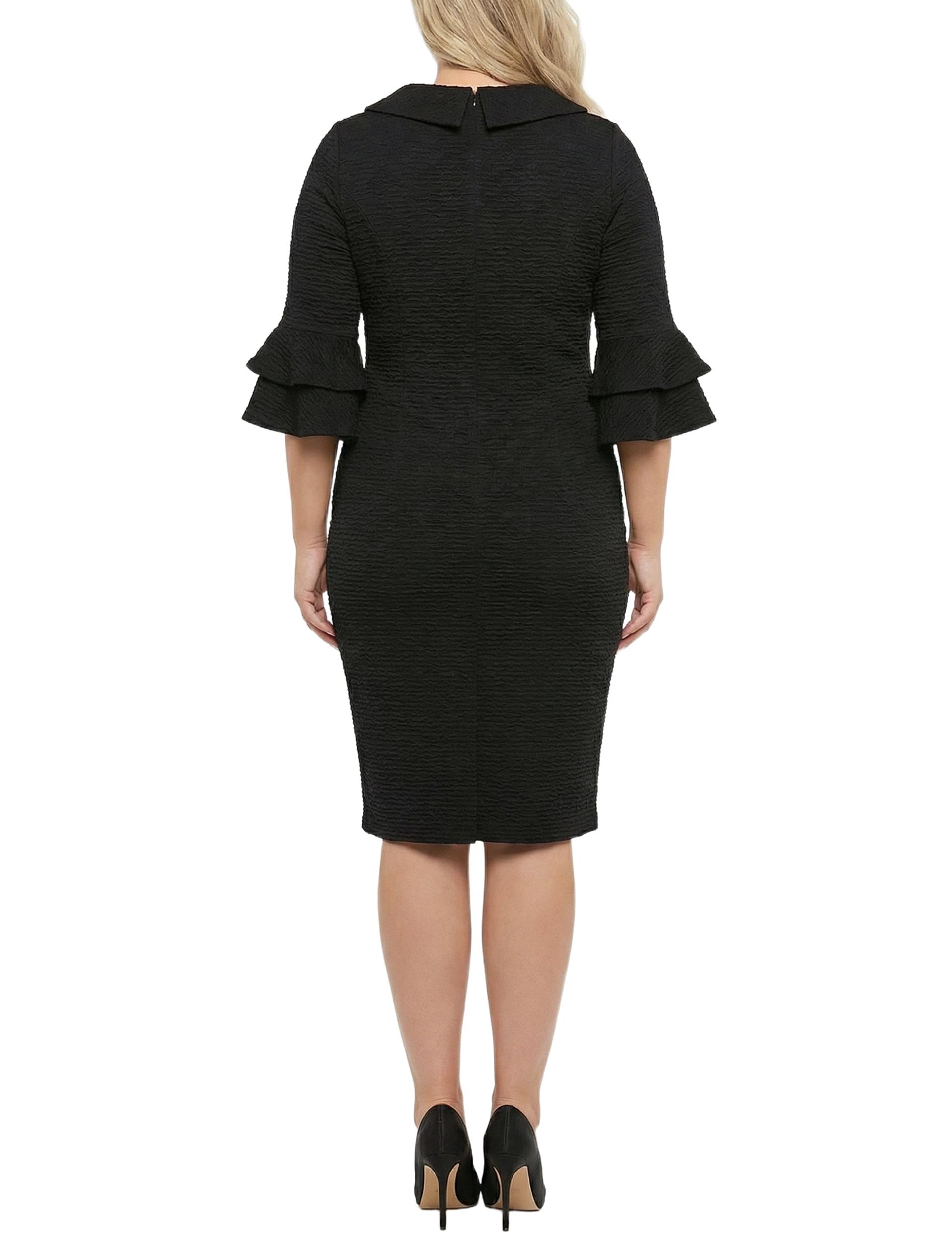 NY Collection Plus Size 3/4 Sleeve Shawl Collar Dress Product Image