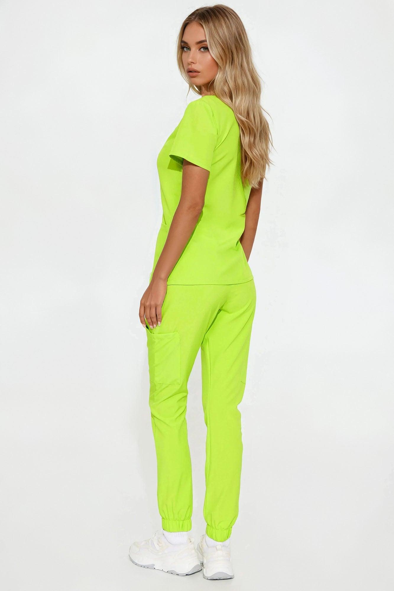Working On It Stretch Uniform Scrub Jogger Set - Lime Product Image