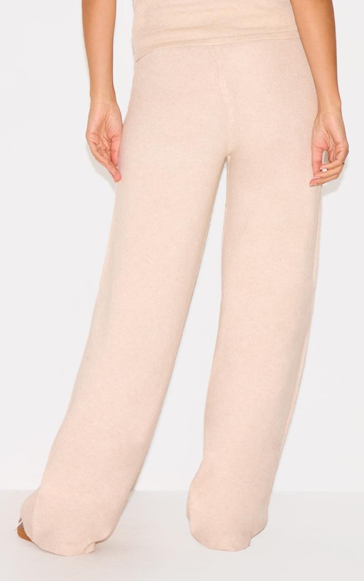 Oatmeal Soft Knit Wide Leg Pants Product Image