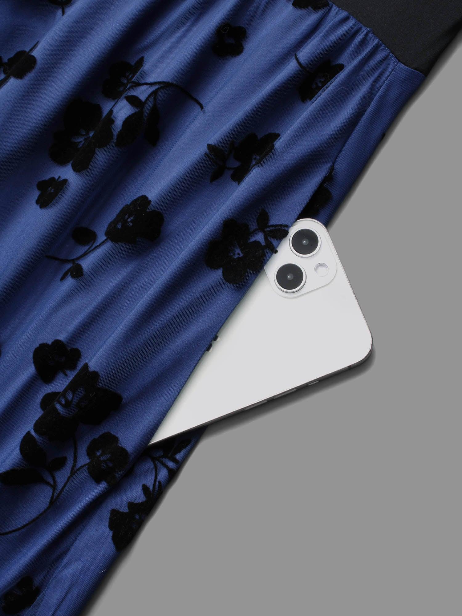 Floral Embroidered Mesh keyhole Dress Female Product Image